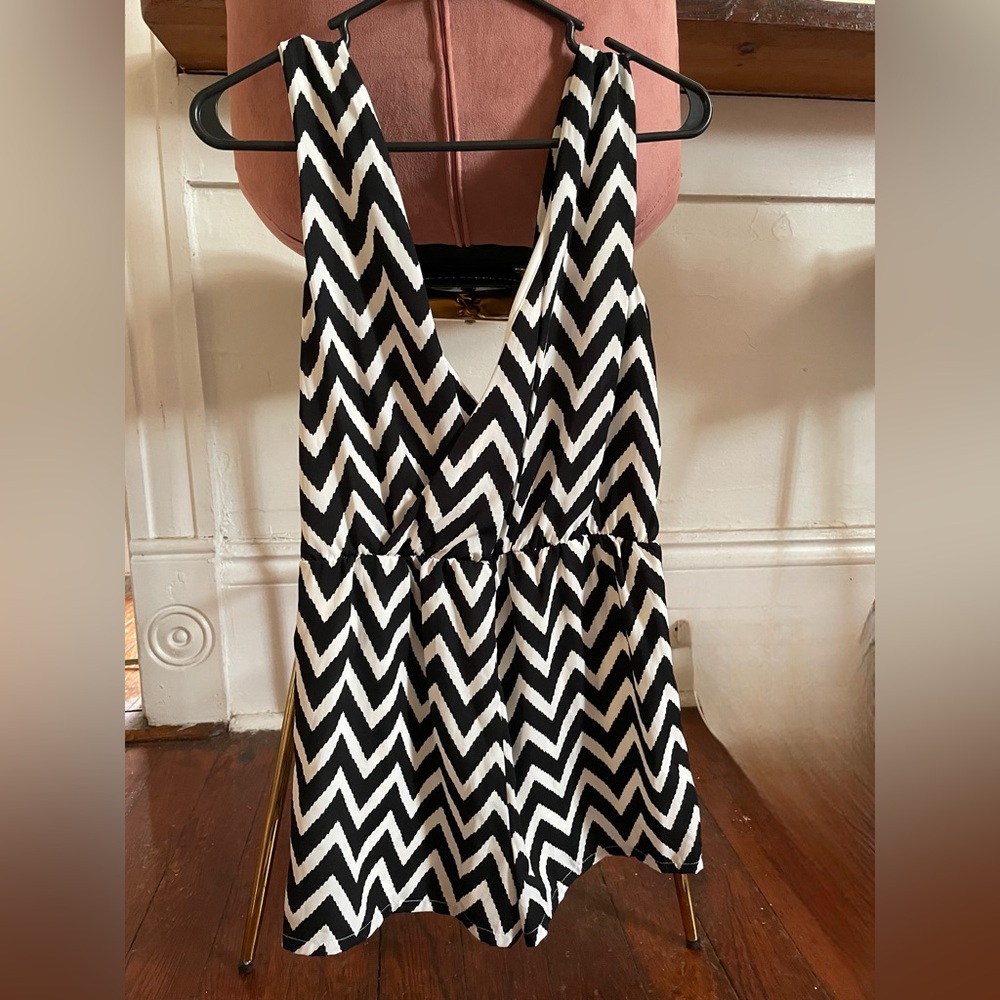 Honey Punch Black and White Chevron Jumpsuit